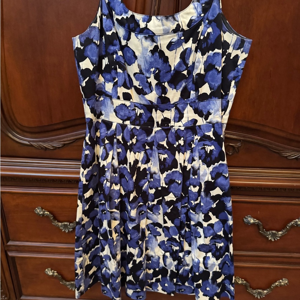 Stylish Blue and Black Floral Dress